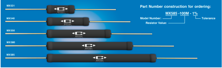 美國CADDOCK 精密高壓電阻 高性能電阻器 MX500系列精密高壓電阻器