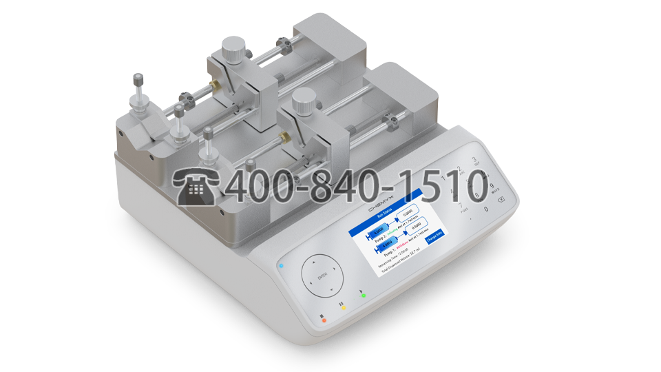 Chemyx Fusion 4000X 獨立雙通道注射泵，原型號 Fusion 4000, 常用于生物制藥應用，如脂質納米顆粒，微流體混合，以及藥物配方應用中的芯片實驗室流量控制