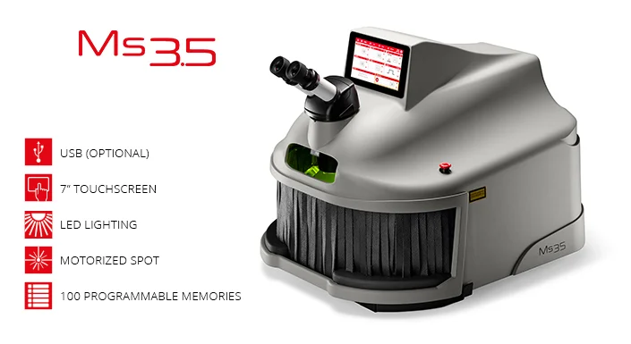 MS-3.5手持式激光焊接機，非常適合需要快速焊接和精加工精度的金匠和牙科技術人員