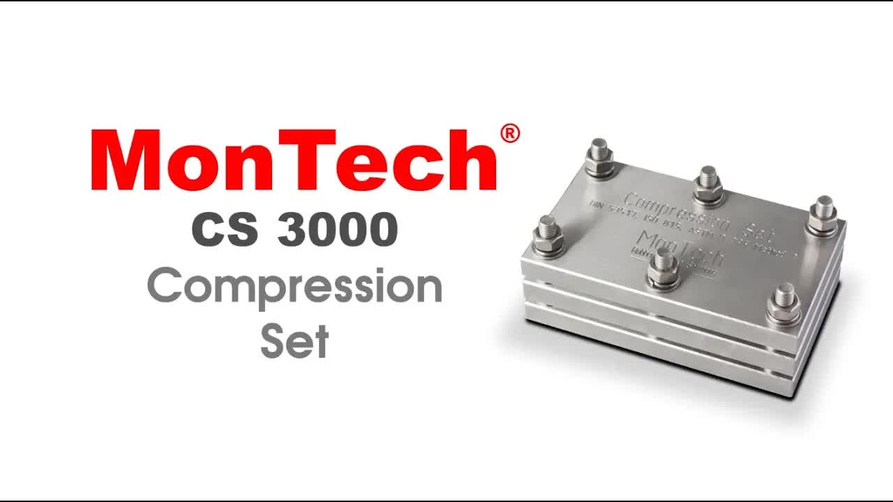 MonTech CS 3000橡膠壓縮套件，橡膠壓縮永久變形測試可測量在將壓縮力和環境因素施加到膠料后，橡膠返回原始厚度的響應