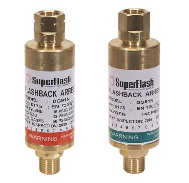 美國SuperFlash, Highflow, 焊炬和調節器安裝式回火防止器,適用于高流量應用