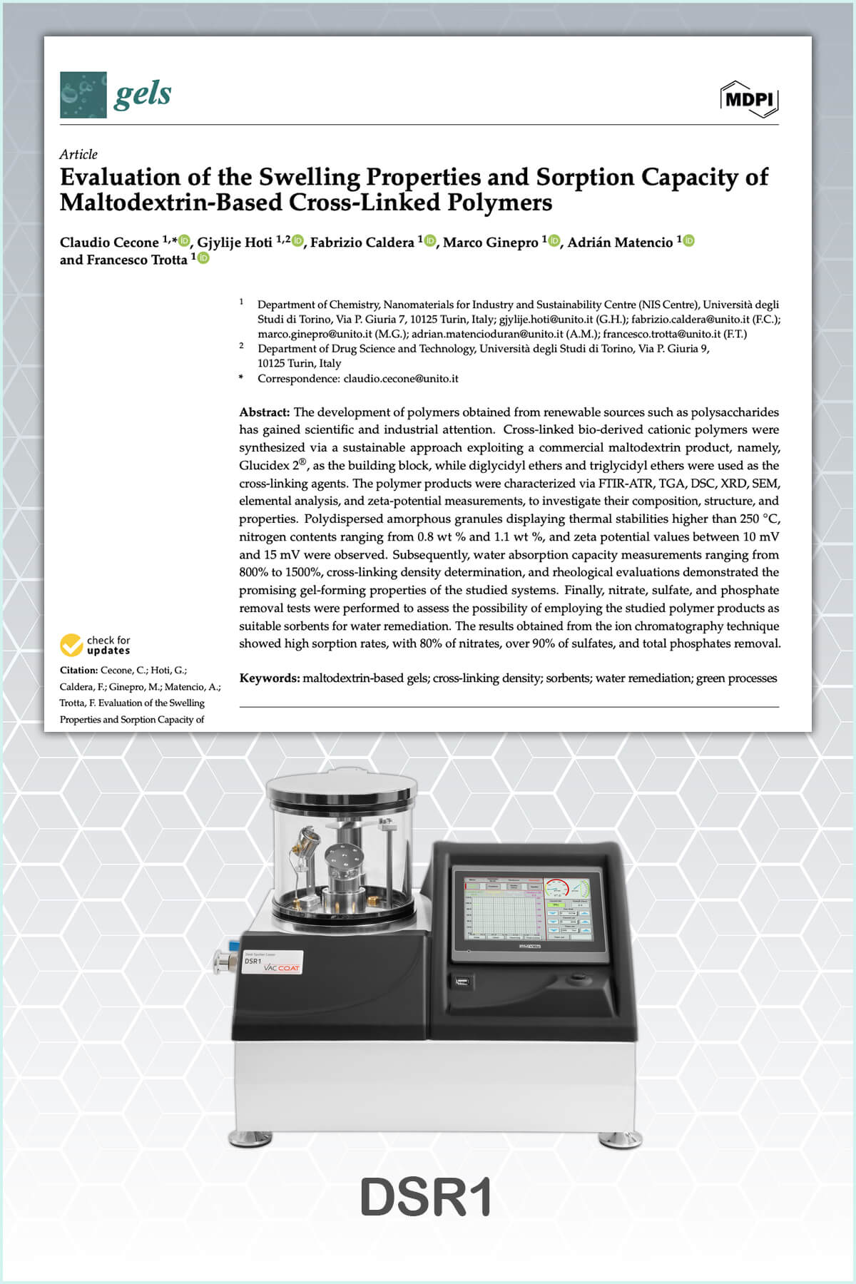 【論文】Gold coating of maltodextrin-based cross-linked polymers by Vac Coat SEM coater DSR1