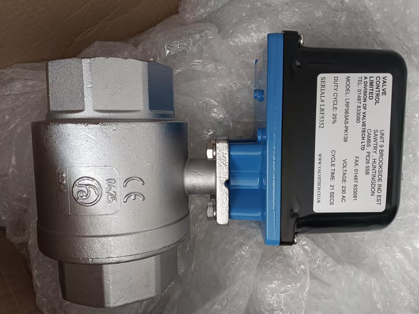 英國Valvetech Ltd RF063AS-PK139電動球閥帶執行器,Valvetech閥門